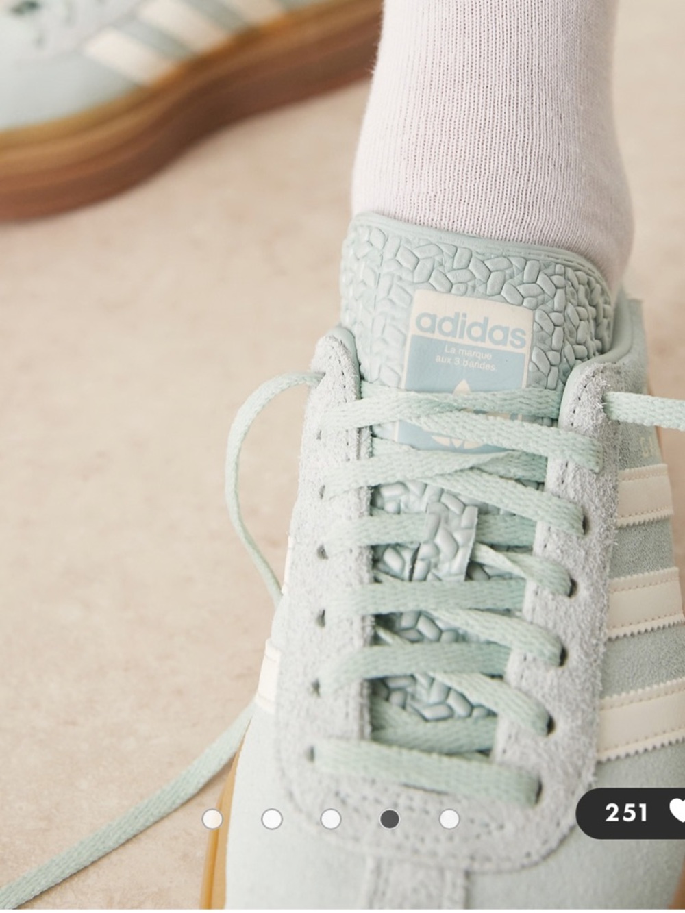 Adidas Gazelle Bold W Women's Ash Green Suede Platform Sneakers Size 8.5 NEW - Picture 2 of 9